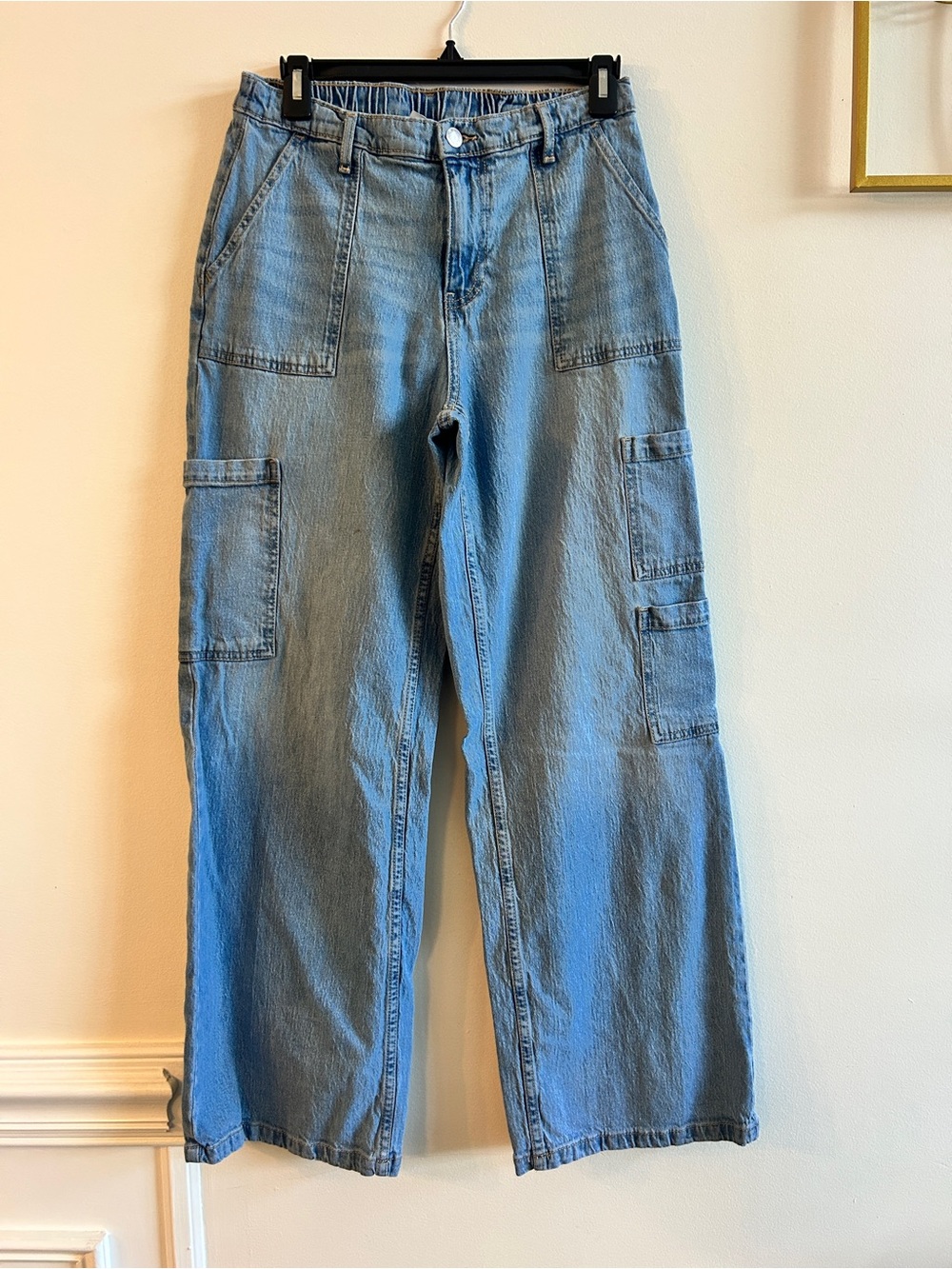 No Boundaries Light Blue Wide-Leg Cargo Jeans